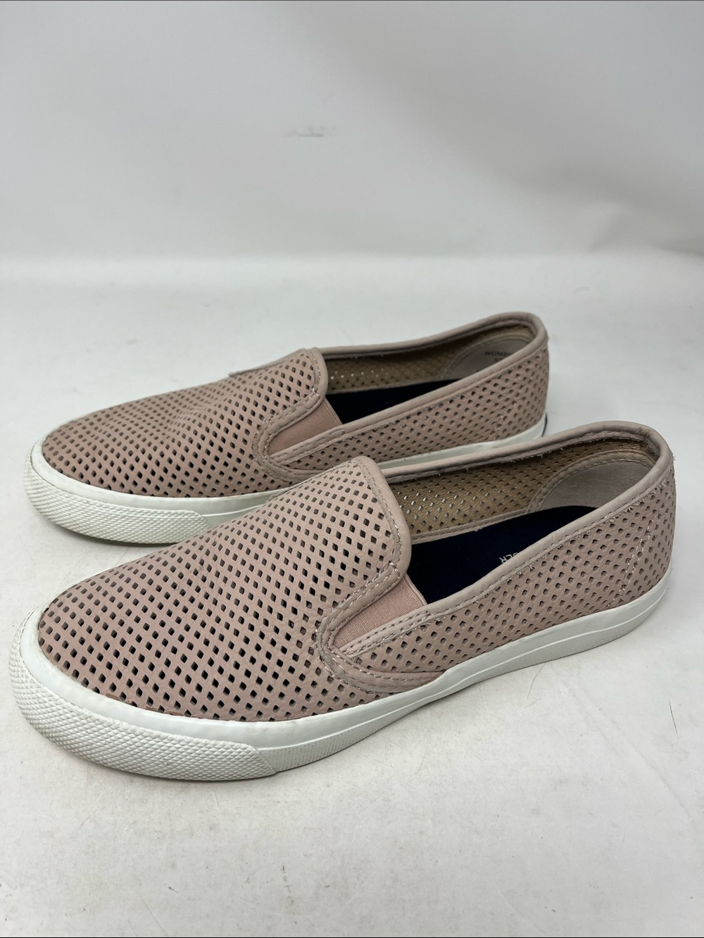 SPERRY TOP SIDER Seaside Perforated Leather Nubuck Slip-On Sneakers Rose Sz 7.5